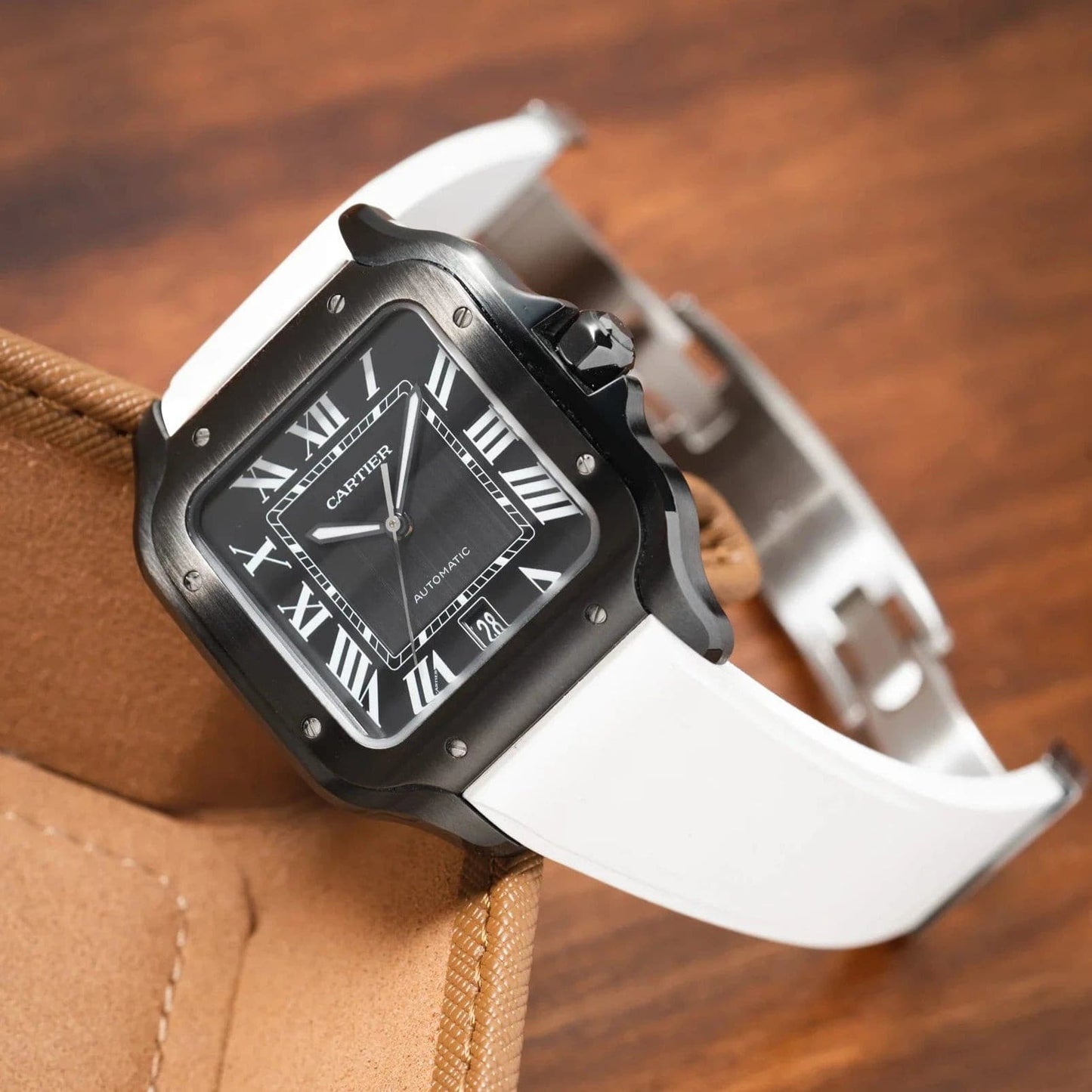 Rubber CTS Cartier Santos de Cartier Strap by Delugs Straps | Time Keeper.