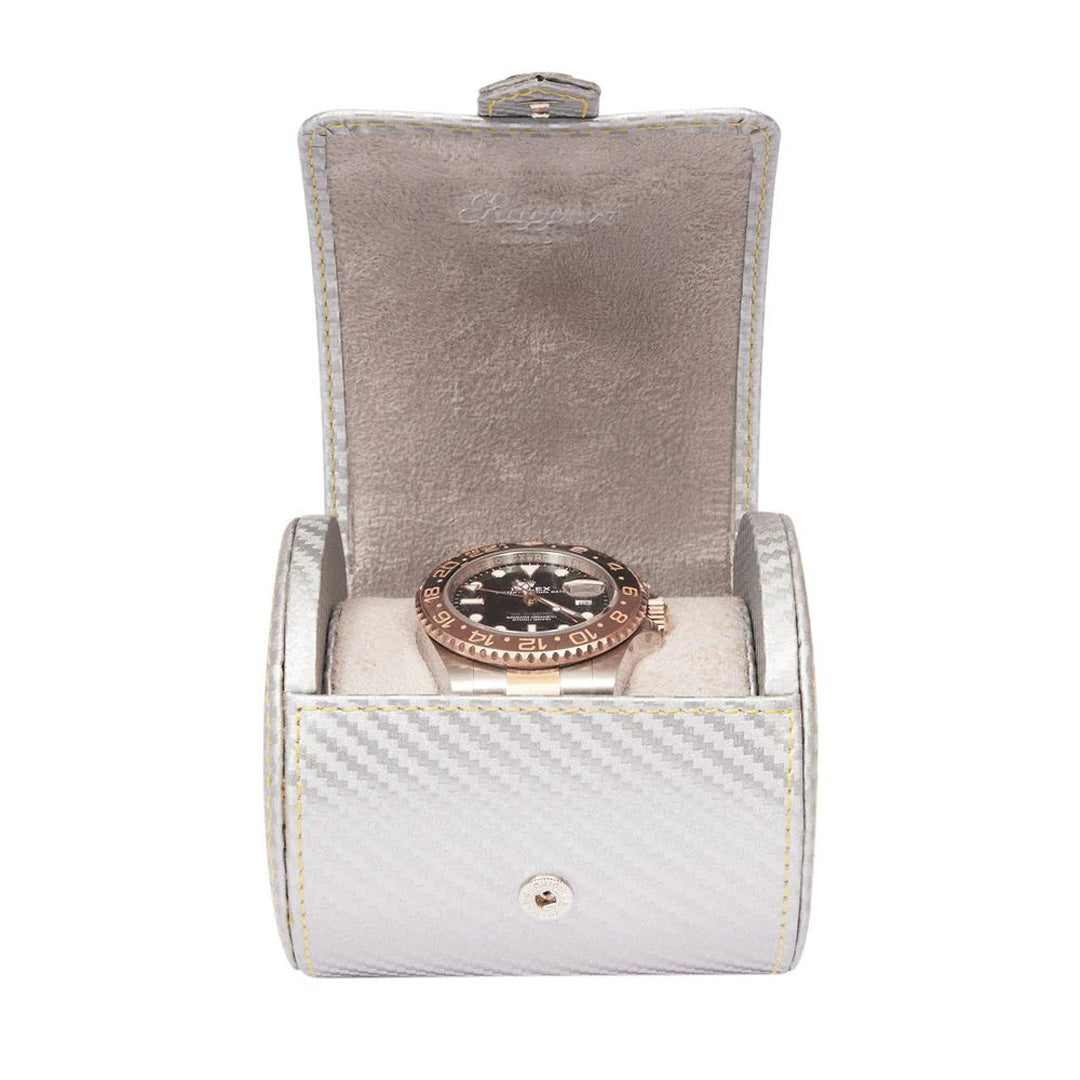 Carbon Single Watch Roll - Silver