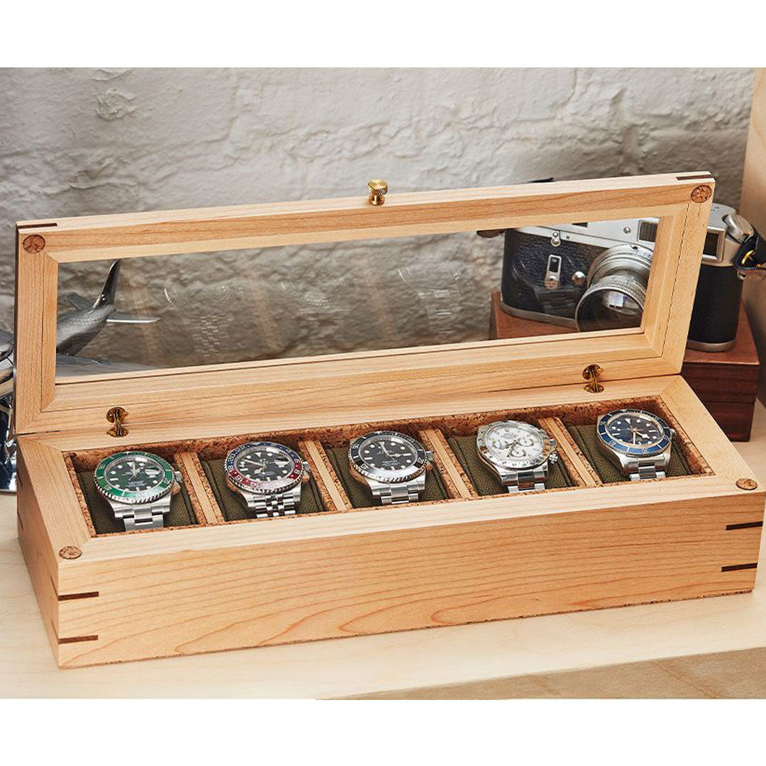 Analog Shift 5pc Watch Box - Natural Wood