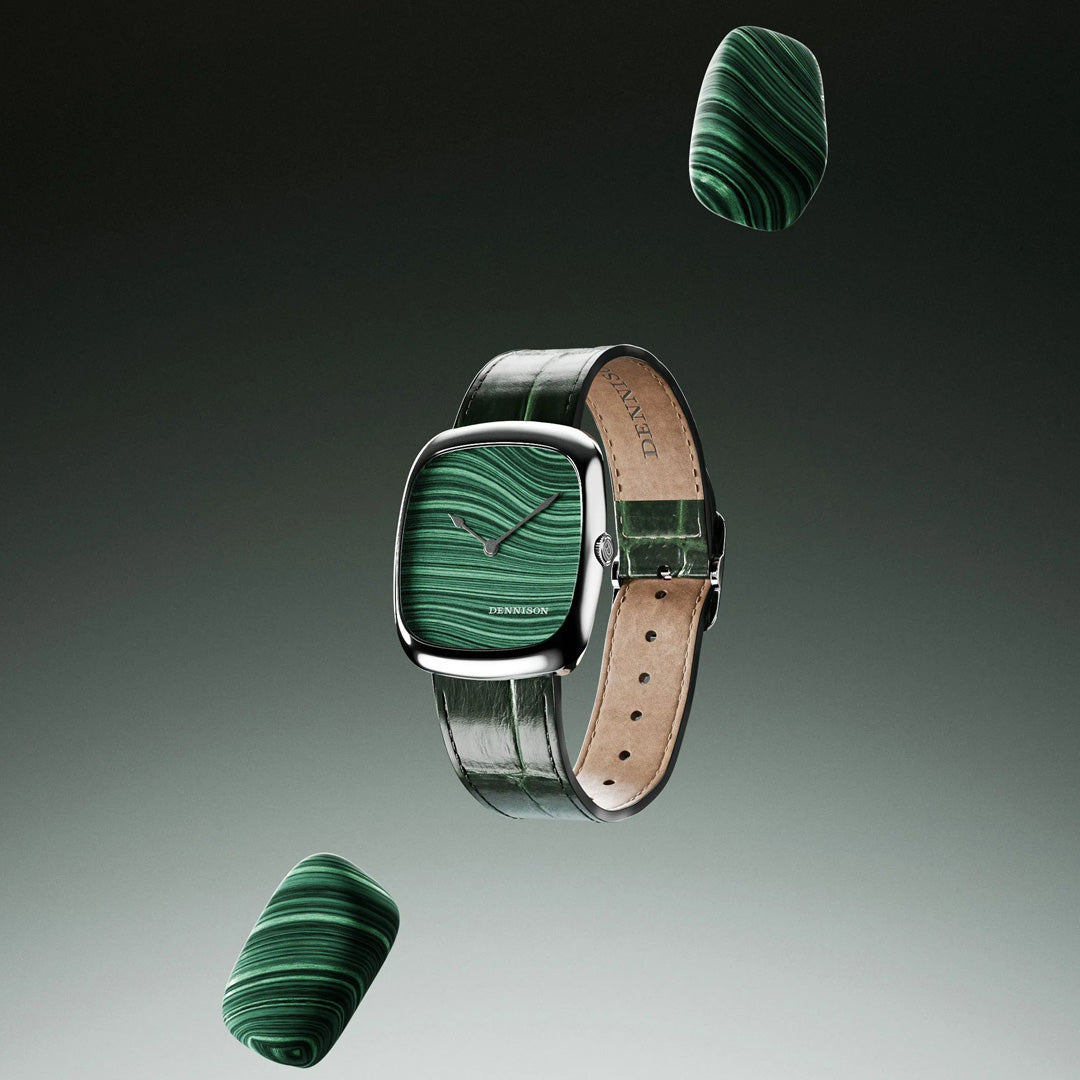 Natural Malachite Stone in Steel