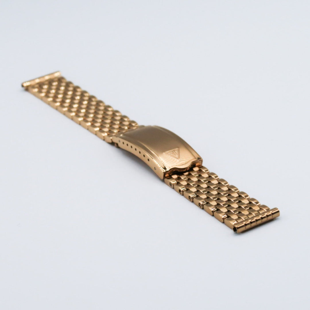 Gold Plated Forstner 7-Row Beads of Rice Watch Bracelet