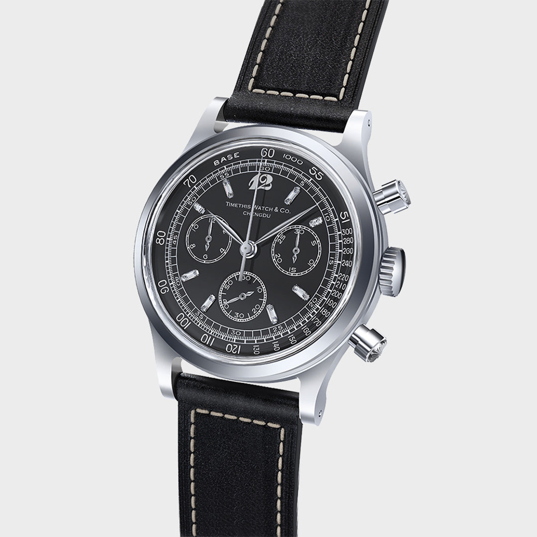 Vintage Mechanical Chrono - Obsidian Diamonds