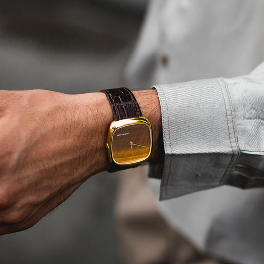 Natural Stone Tiger Eye in Gold