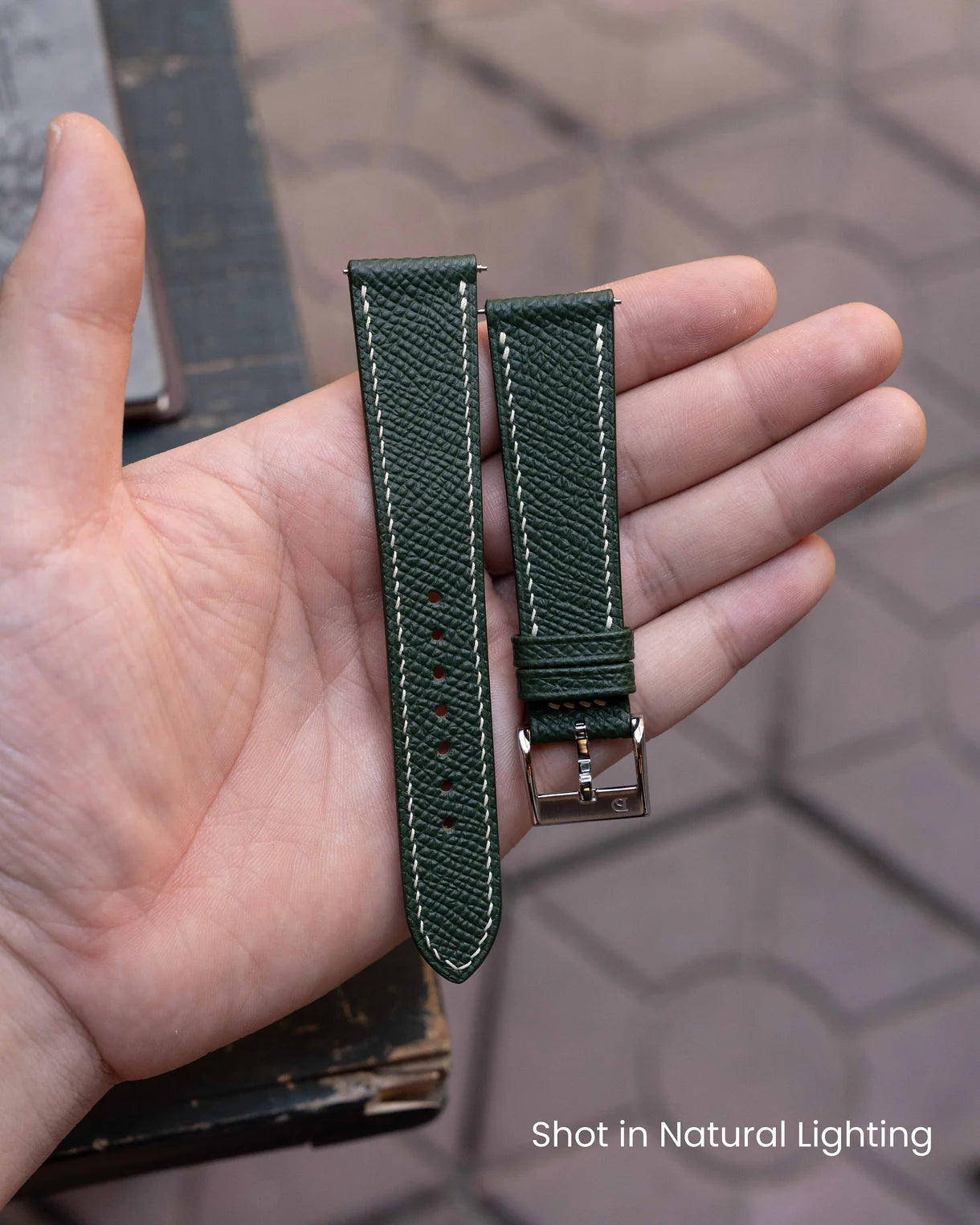 Hunter Green Epsom Slim Strap
