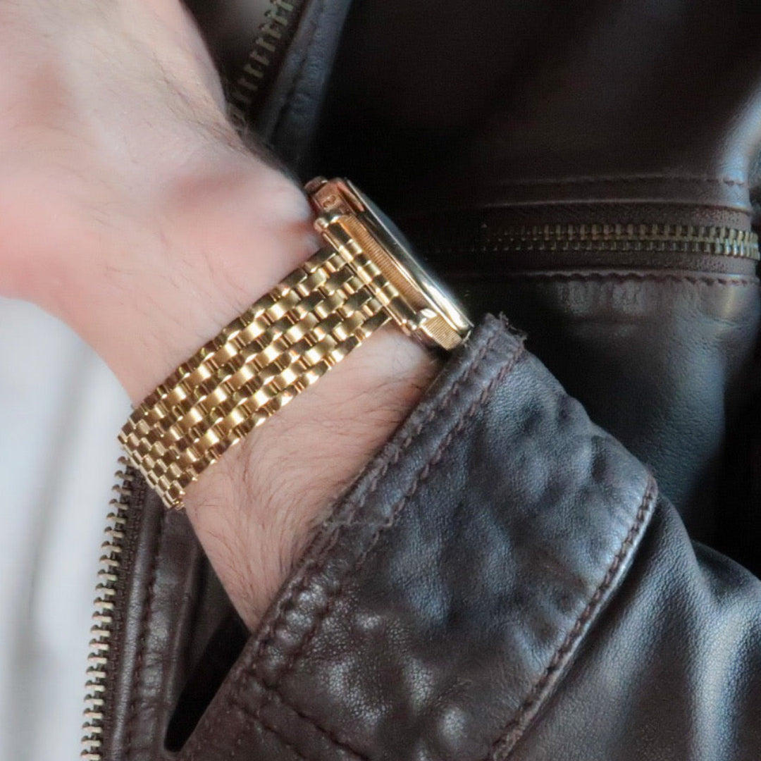 Gold Plated Forstner 7-Row Beads of Rice Watch Bracelet
