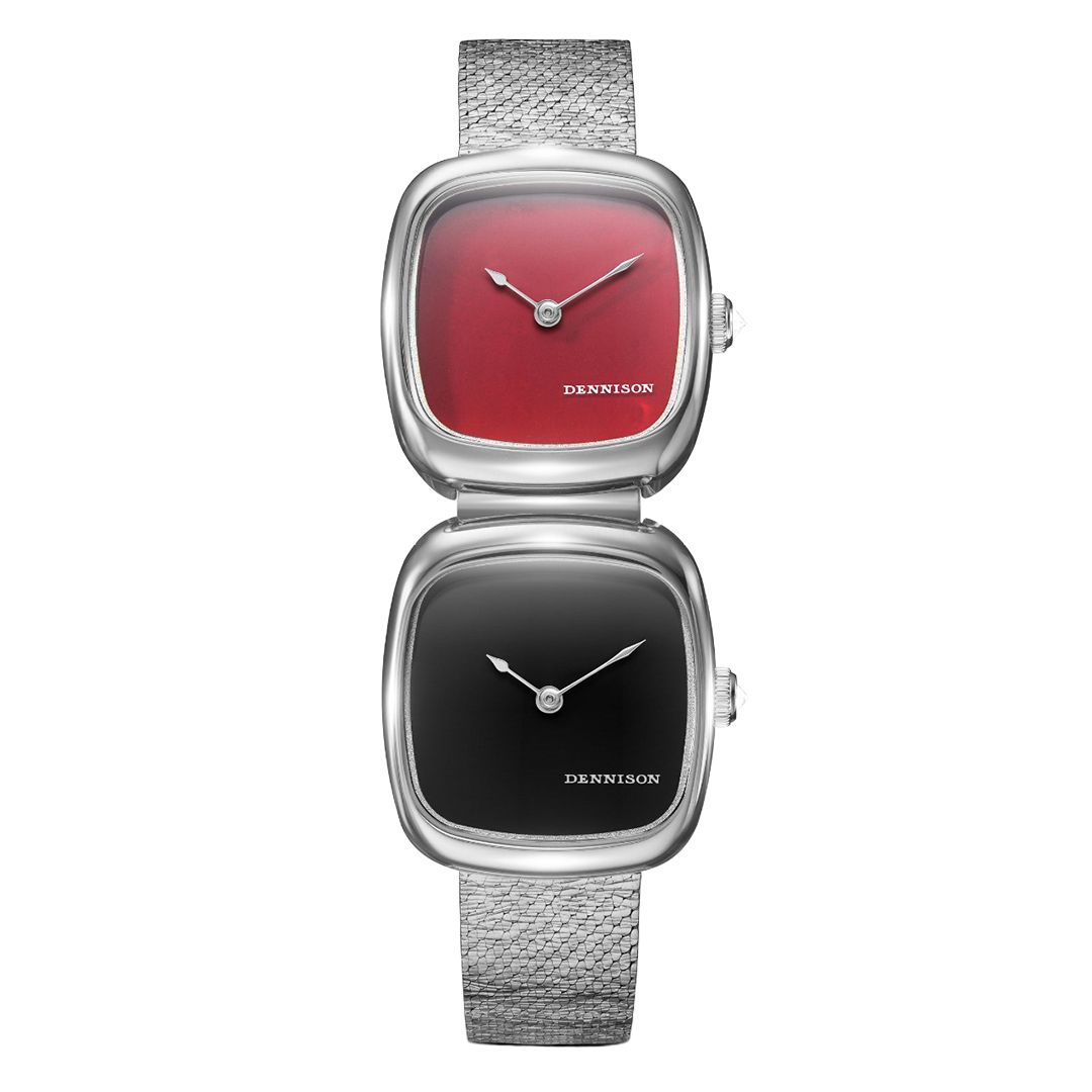 Dual Time Mini – Red Jasper & Black Onyx In Steel