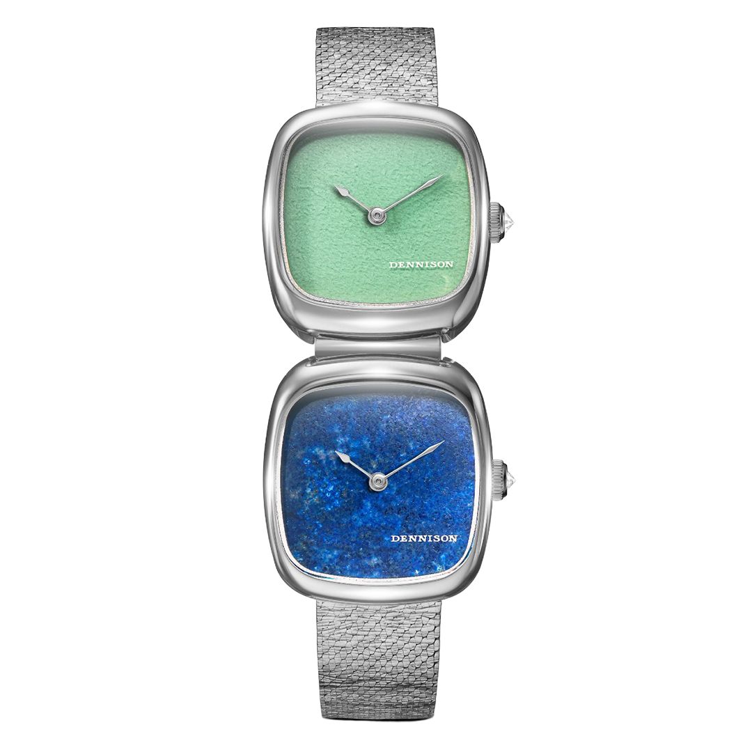 Dual Time Mini – Lagoon Jadeite & Lapis Lazuli In Steel