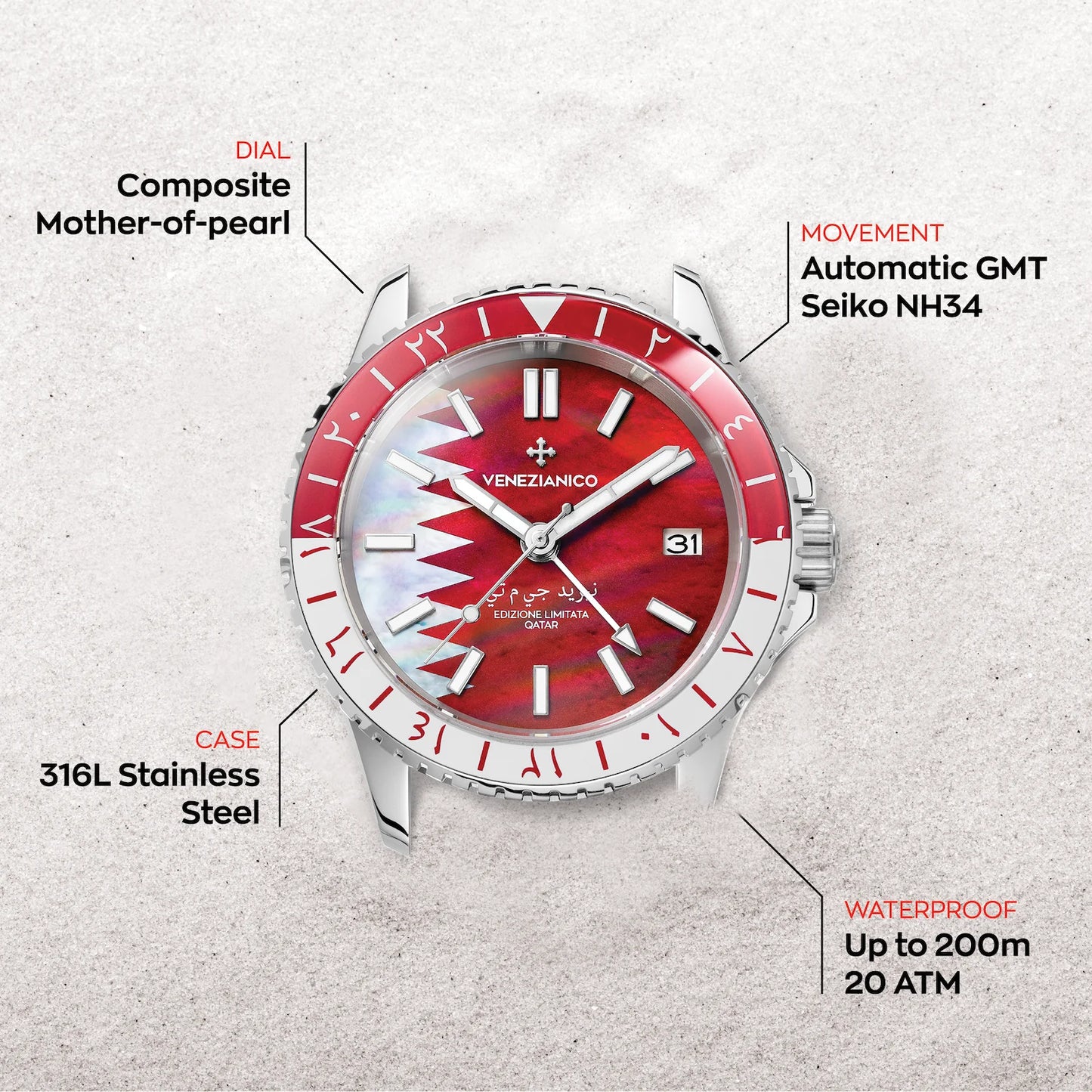 Nereide GMT – Qatar Edition 39mm