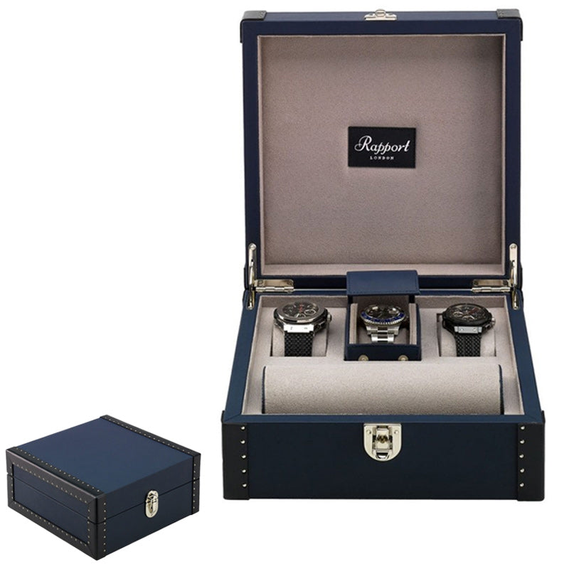 Kensington Blue 6 Watch Box by  Rapport London |  Time Keeper.