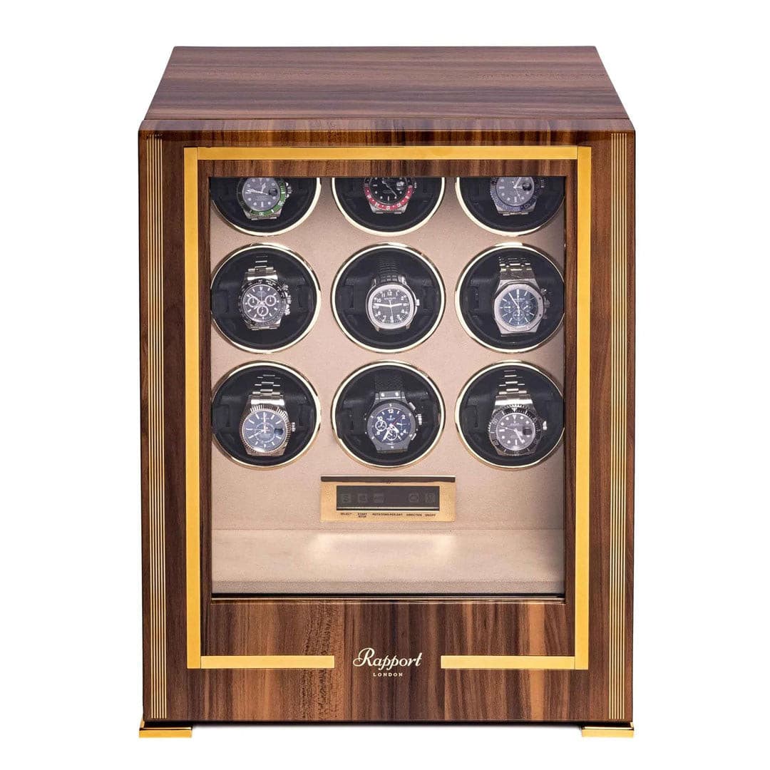 Paramount 9 Watch Winder - Walnut by Rapport London | Time Keeper.