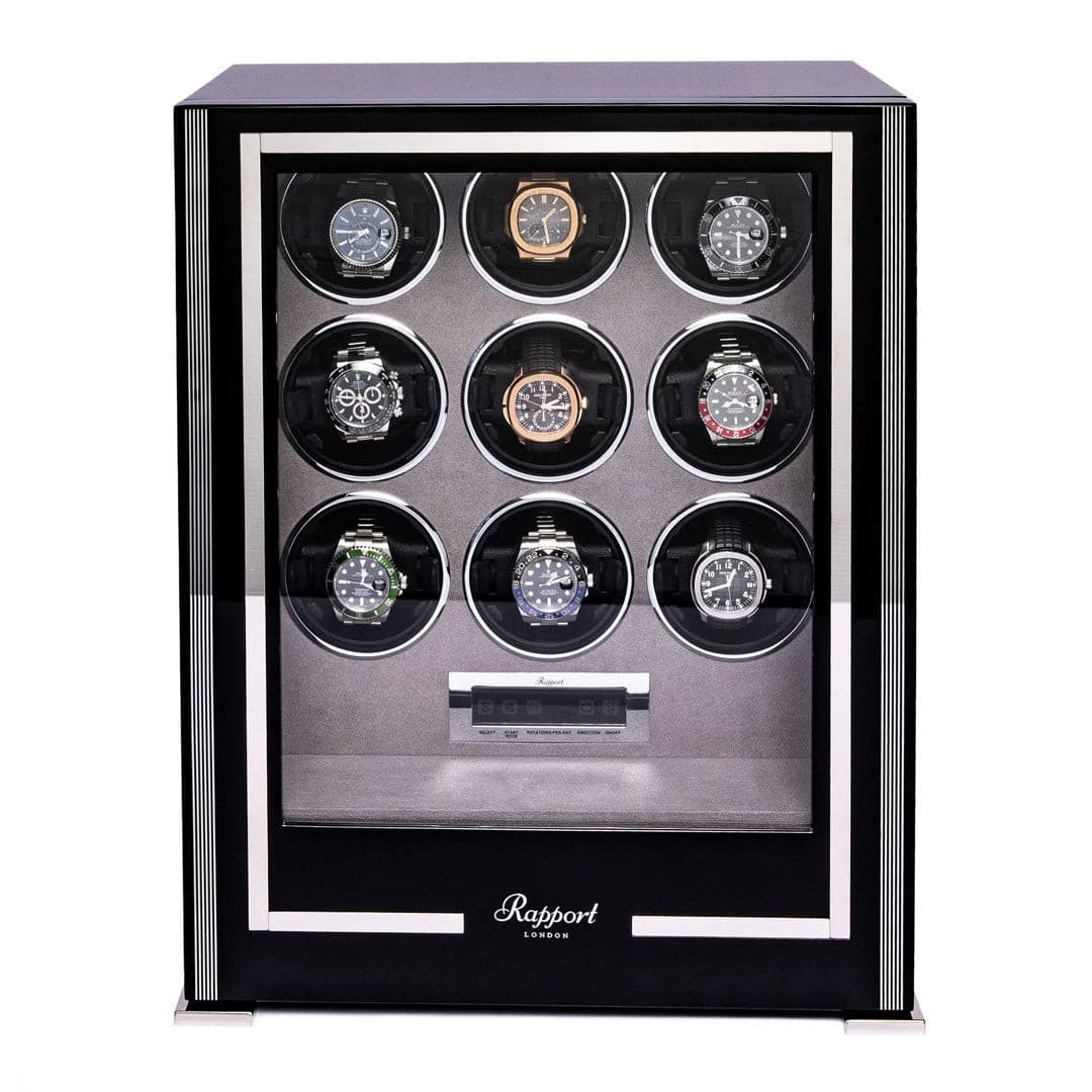 Paramount 9 Watch Winder - Ebony by Rapport London | Time Keeper.