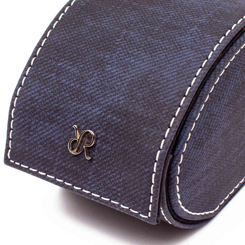 Soho Navy Denim Single Watch Roll by Rapport London | Time Keeper.