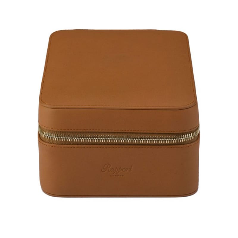 Hyde Park Tan Leather 4 Watch Zip Case by Rapport London | Time Keeper.