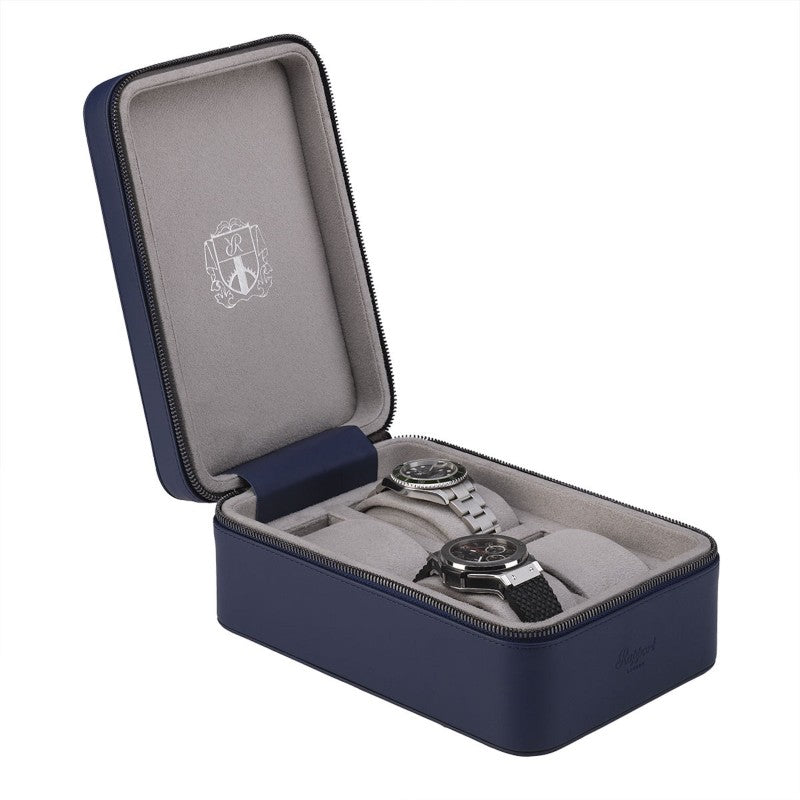 Hyde Park Blue Leather 4 Watch Zip Case by Rapport London | Time Keeper.