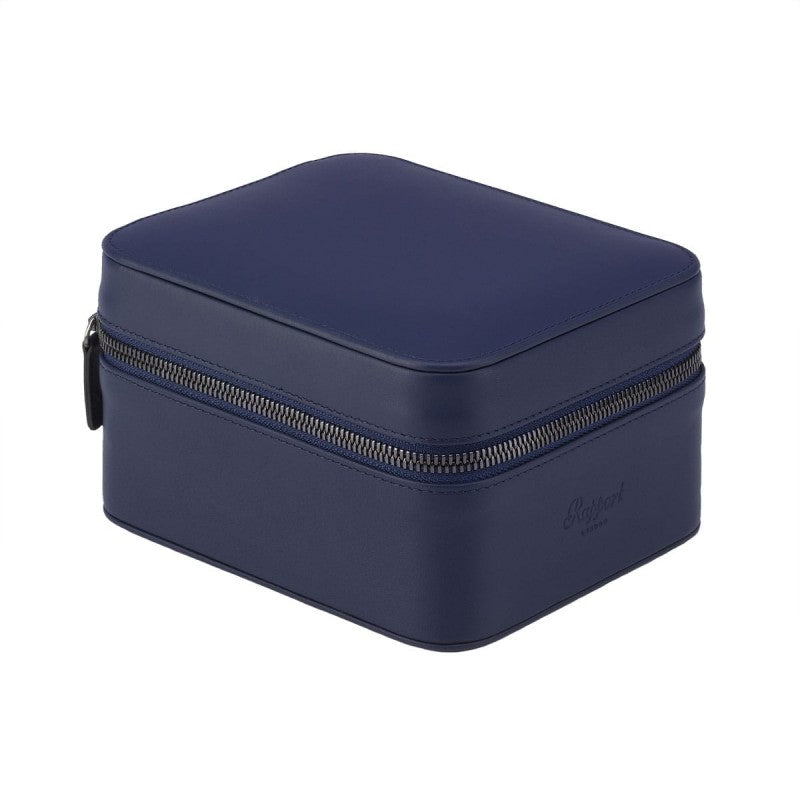Hyde Park Blue Leather 2 Watch Zip Case by Rapport London | Time Keeper.