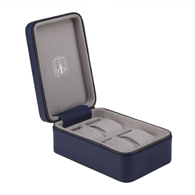 Hyde Park Blue Leather 4 Watch Zip Case by  Rapport London |  Time Keeper.