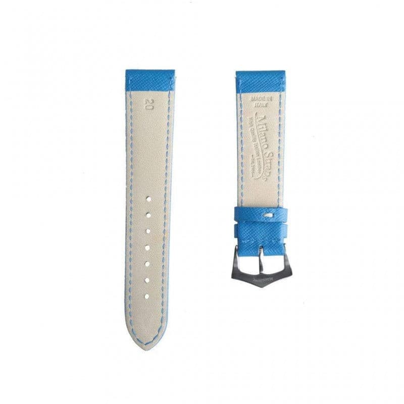 Light Blu Saffiano Blu Stitches by Milano Straps | Time Keeper.