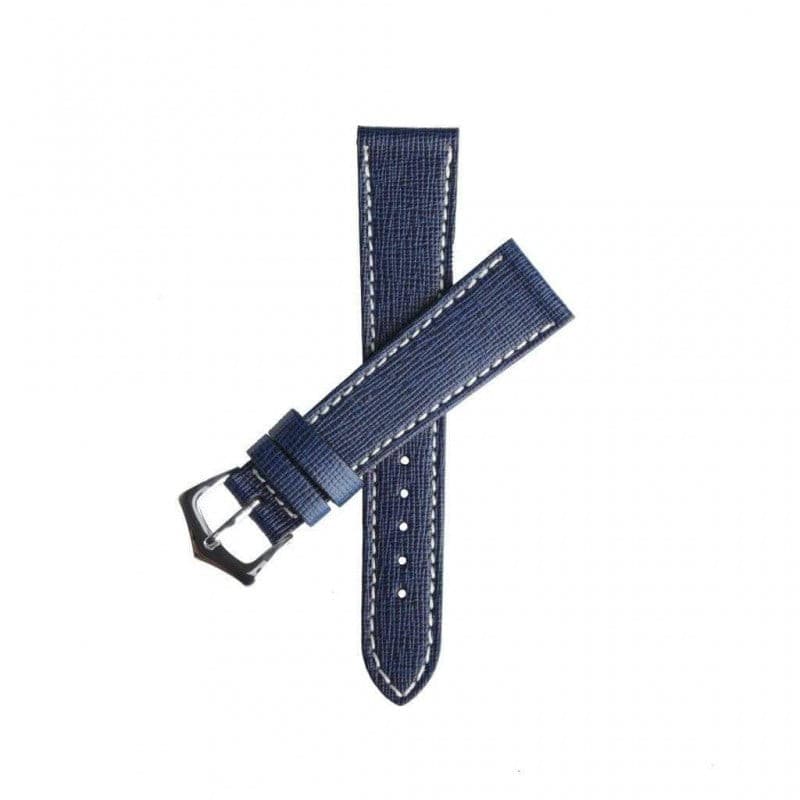 Navy Blu Saffiano Leather by Milano Straps | Time Keeper.