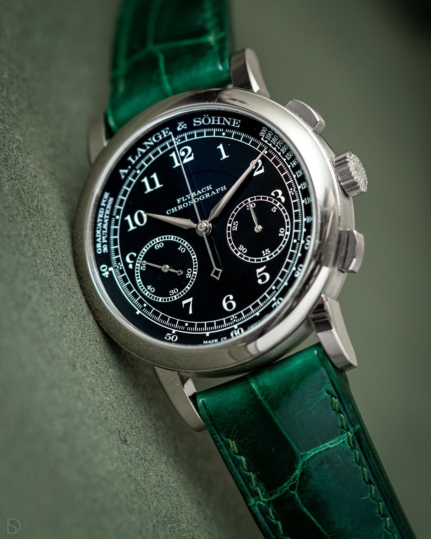 Glossy Emerald Crocodile by Delugs Straps | Time Keeper.