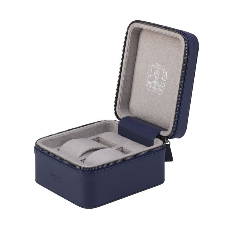 Hyde Park Blue Leather 2 Watch Zip Case by Rapport London | Time Keeper.