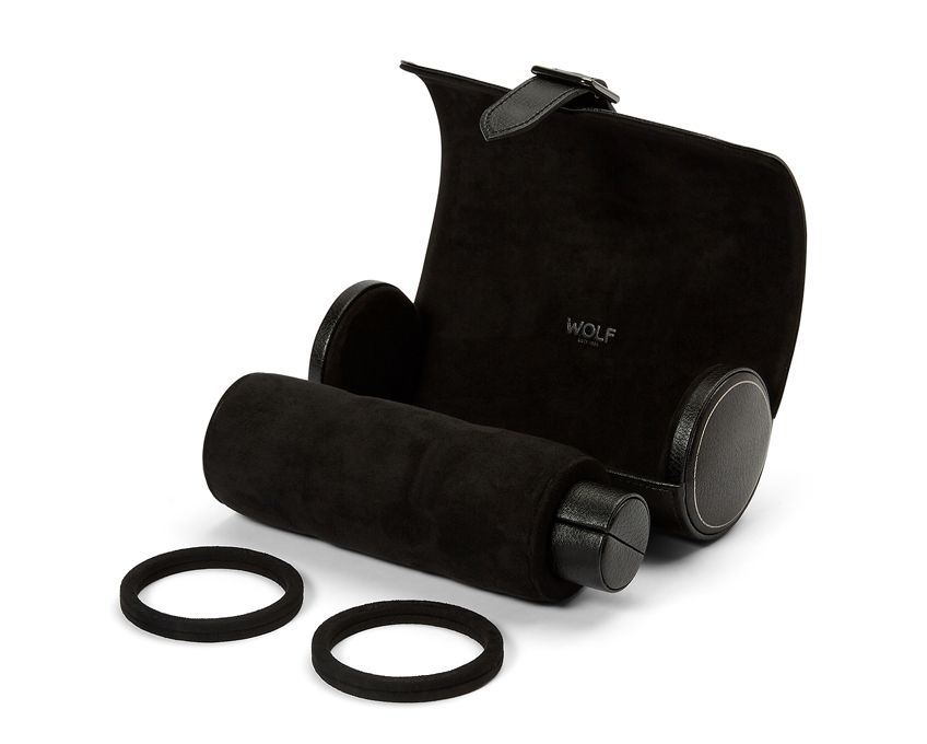 British Racing Triple Watch Roll - Black by Wolf | Time Keeper.