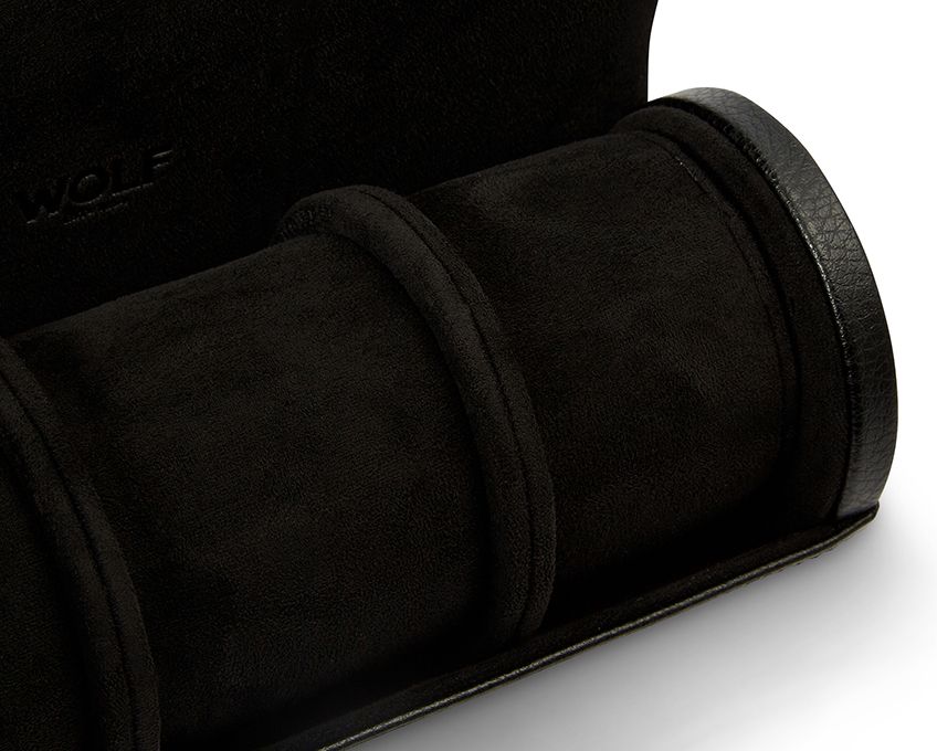 British Racing Triple Watch Roll - Black by Wolf | Time Keeper.