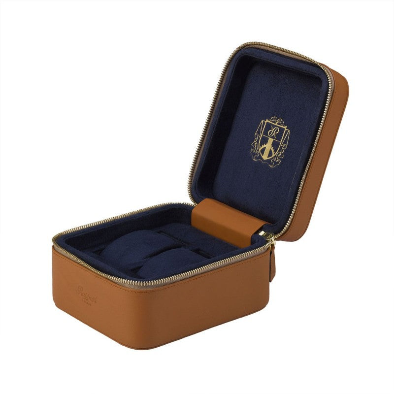 Hyde Park Tan Leather 2 Watch Zip Case by  Rapport London |  Time Keeper.