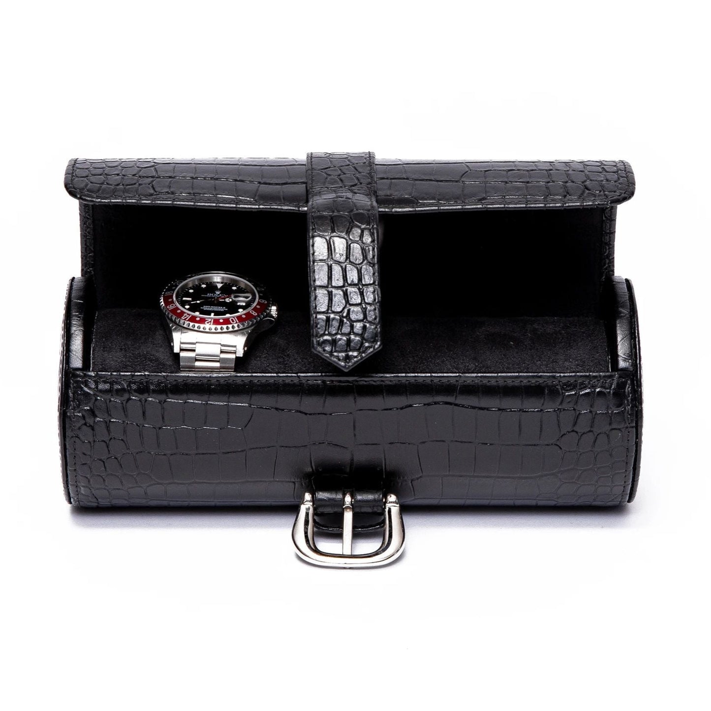 Brompton 3 Watch Roll - Black by Rapport London | Time Keeper.