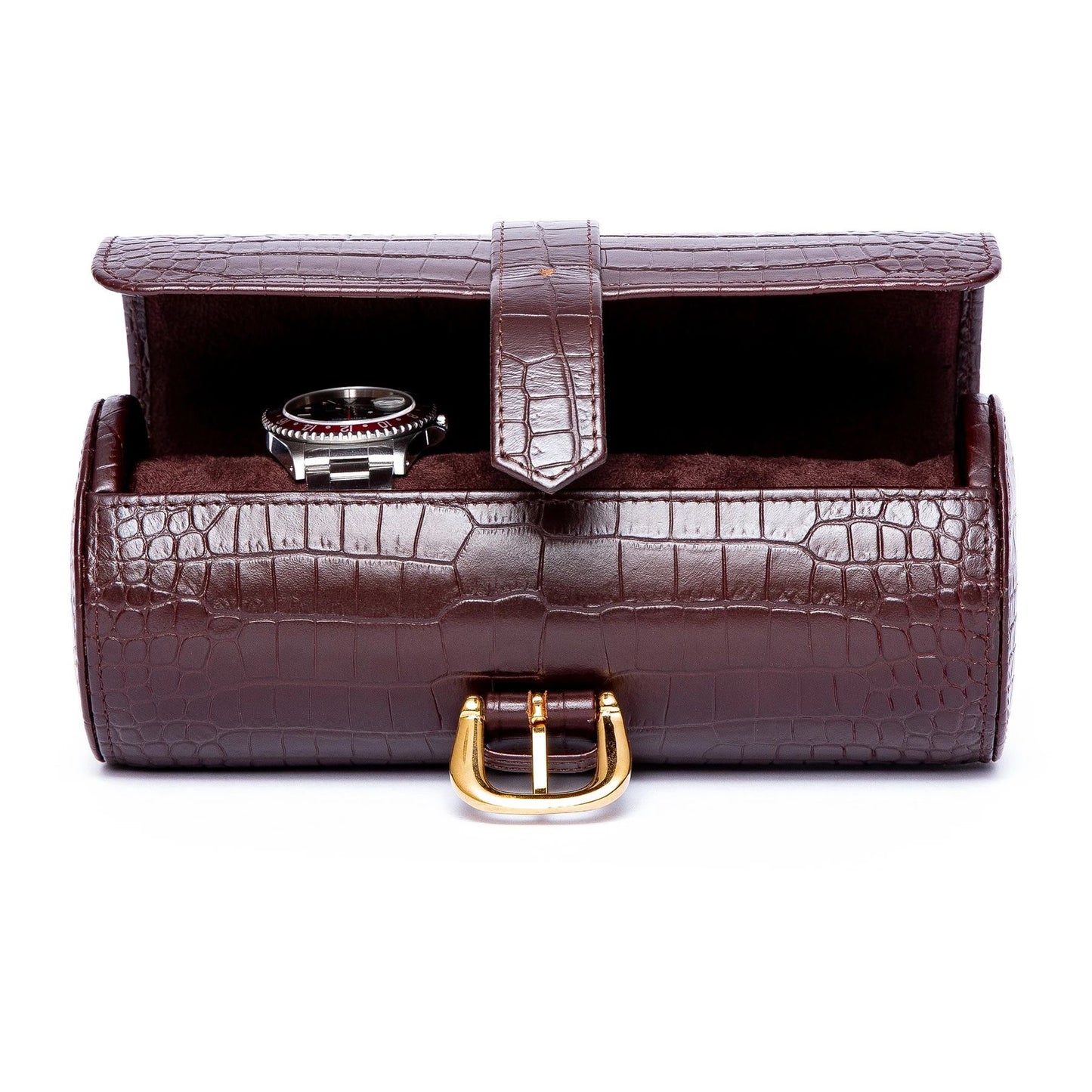 Brompton 3 Watch Roll - Brown by Rapport London | Time Keeper.
