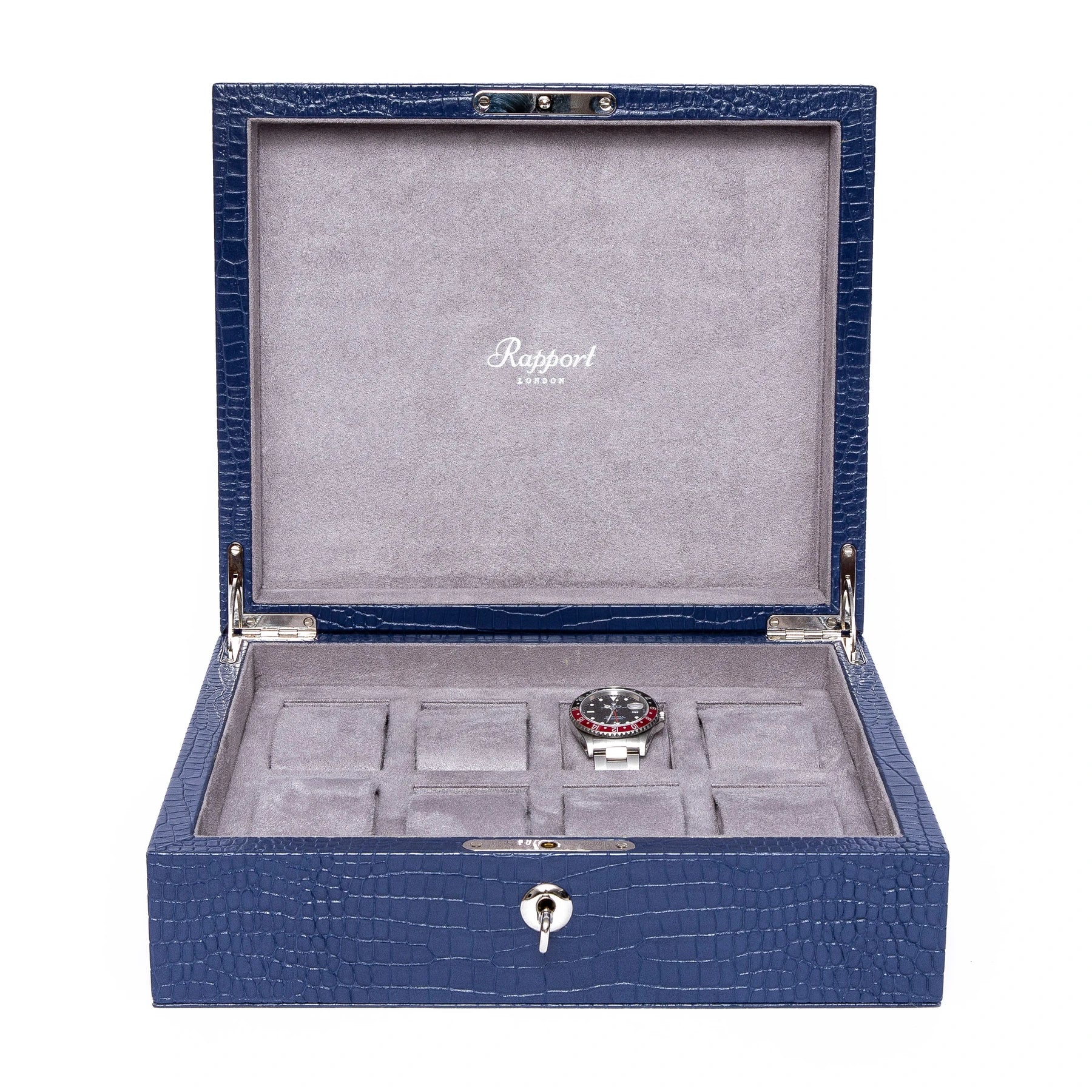 Brompton 8 Watch Box - Blue by  Rapport London |  Time Keeper.
