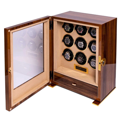 Paramount 9 Watch Winder - Walnut by  Rapport London |  Time Keeper.