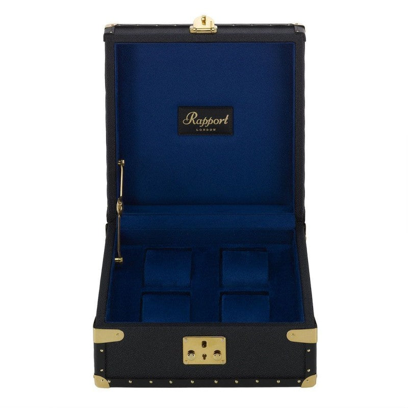 Navy Blue Classic 4 Watch Box by Rapport London | Time Keeper.