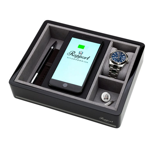 Formula Wireless Charging Tray Black by  Rapport London |  Time Keeper.
