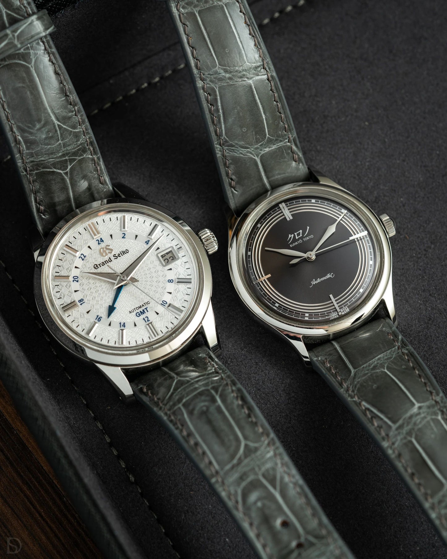 Glossy Grey Crocodile by Delugs Straps | Time Keeper.