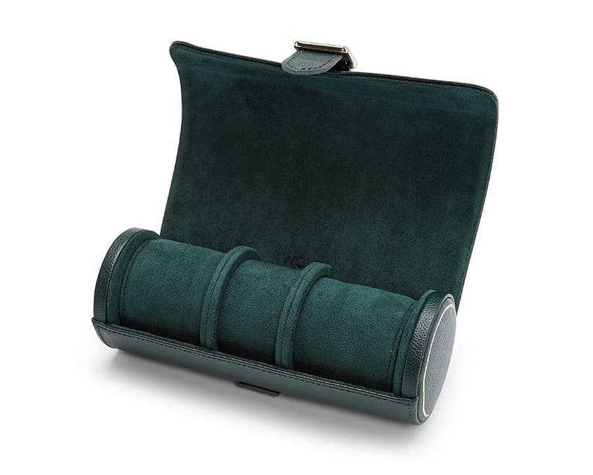 British Racing Triple Watch Roll - Green by  Wolf |  Time Keeper.