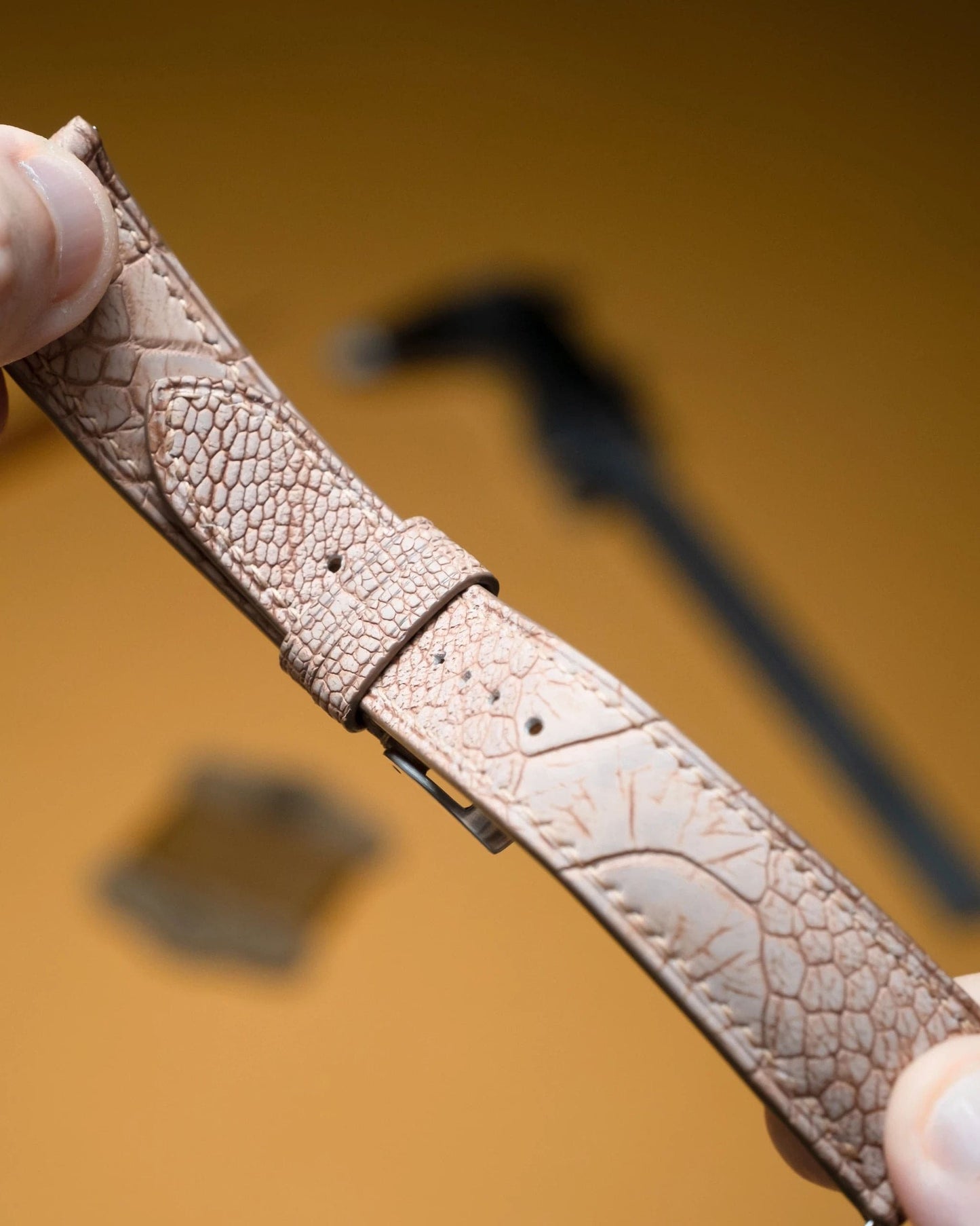 Nubuck Kango Tabac Ostrich by Delugs Straps | Time Keeper.