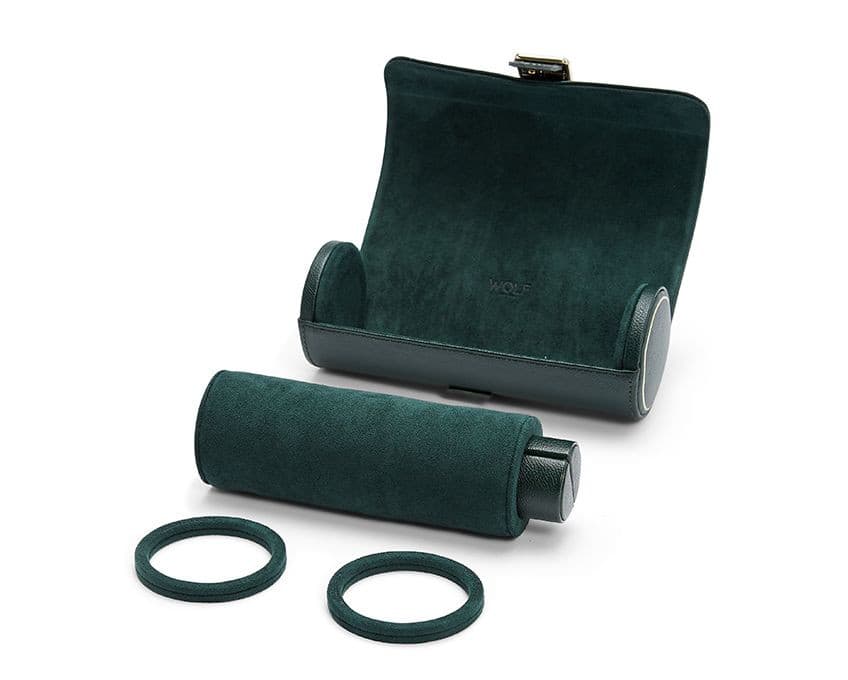 British Racing Triple Watch Roll - Green by  Wolf |  Time Keeper.