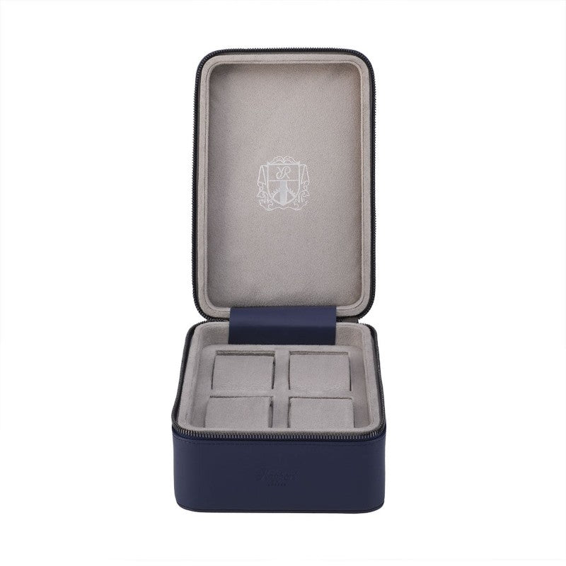 Hyde Park Blue Leather 4 Watch Zip Case by Rapport London | Time Keeper.
