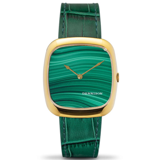 Natural Malachite Stone in Gold Stainless