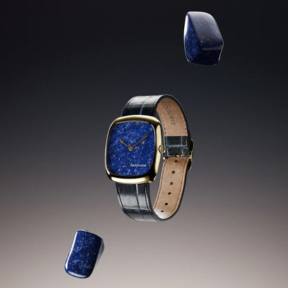 Natural Stone Lapis Lazuli in Gold Stainless