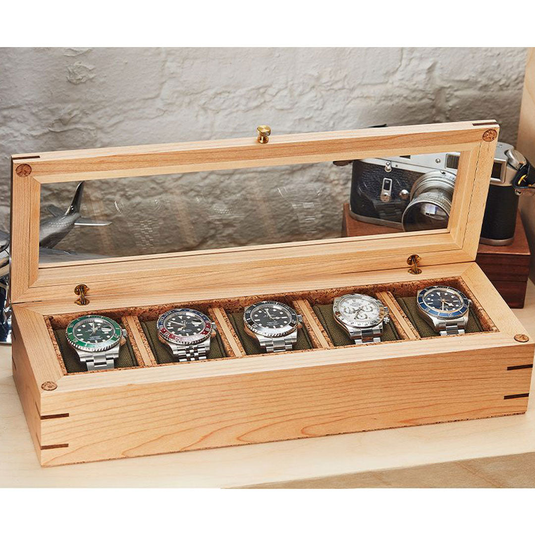 Analog Shift 5pc Watch Box - Natural Wood