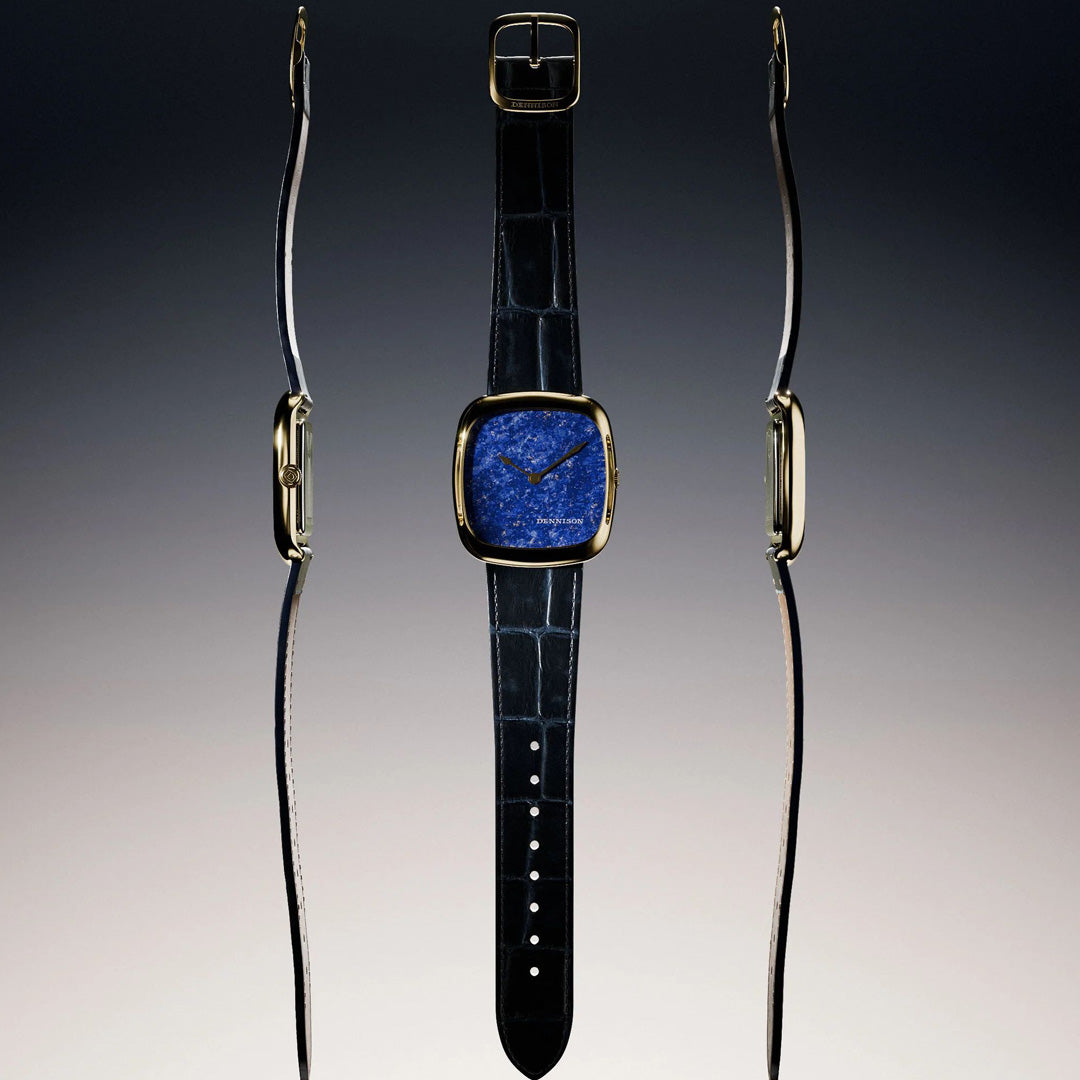 Natural Stone Lapis Lazuli in Gold Stainless