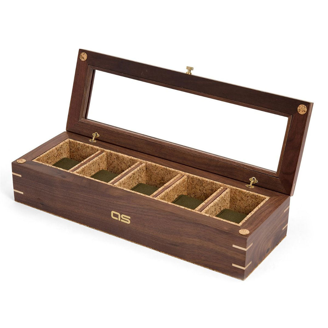 Analog Shift Wood 5 PC Watch Box - Walnut