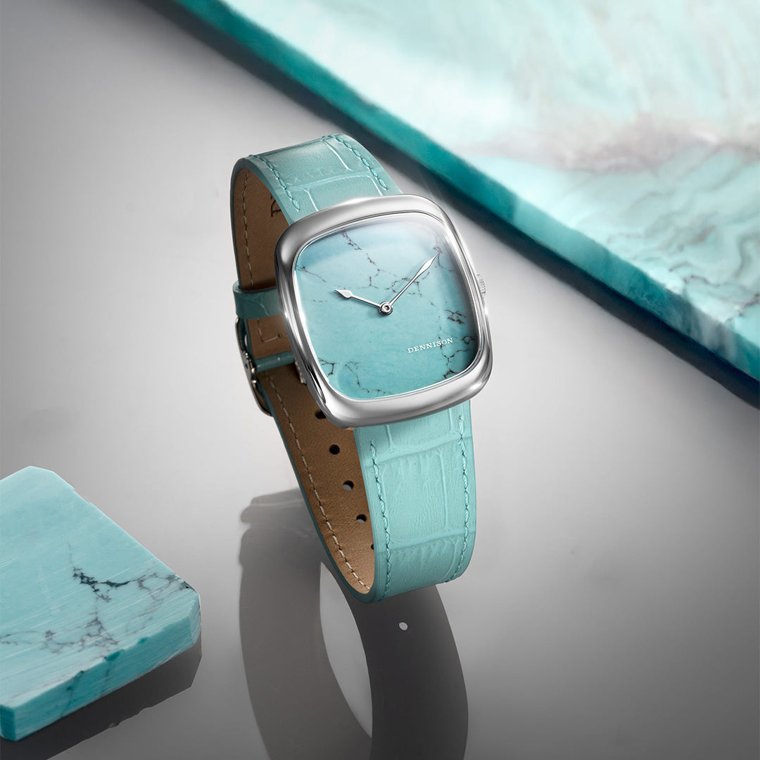 Natural Turquoise Stone In Steel