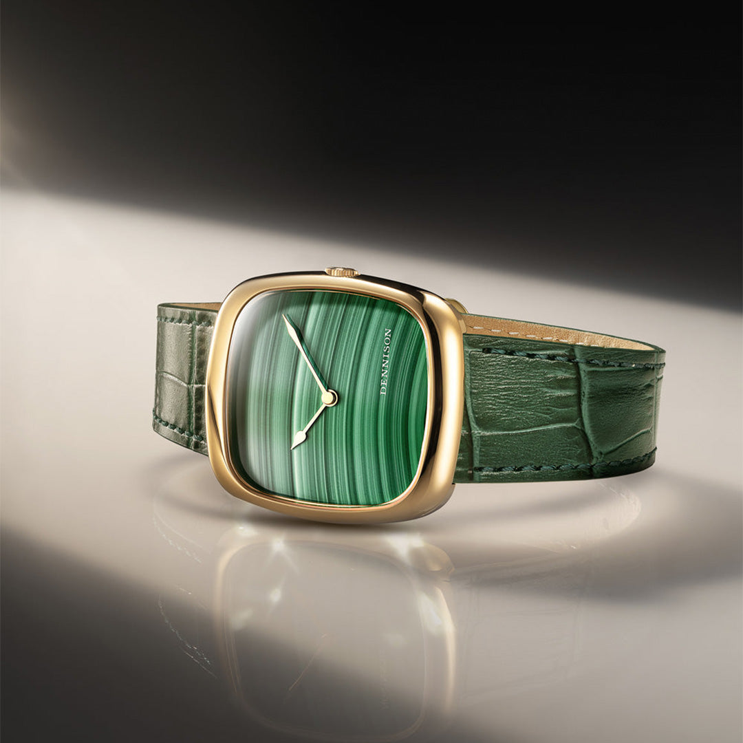 Natural Malachite Stone in Gold