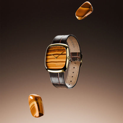 Natural Stone Tiger Eye in Gold