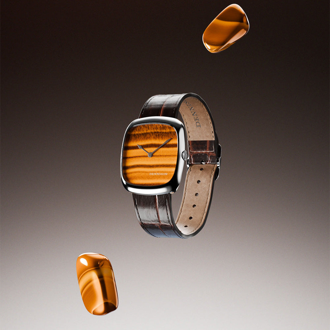 Natural Stone Tiger Eye in Steel