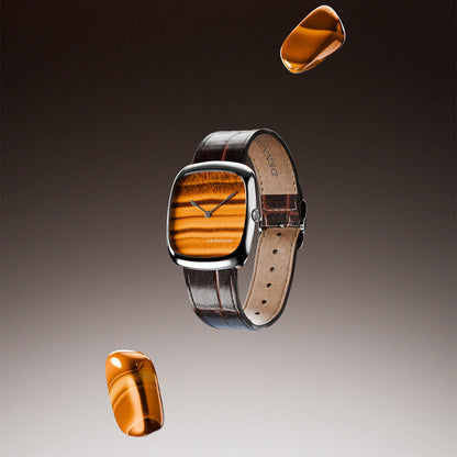 Natural Stone Tiger Eye in Steel