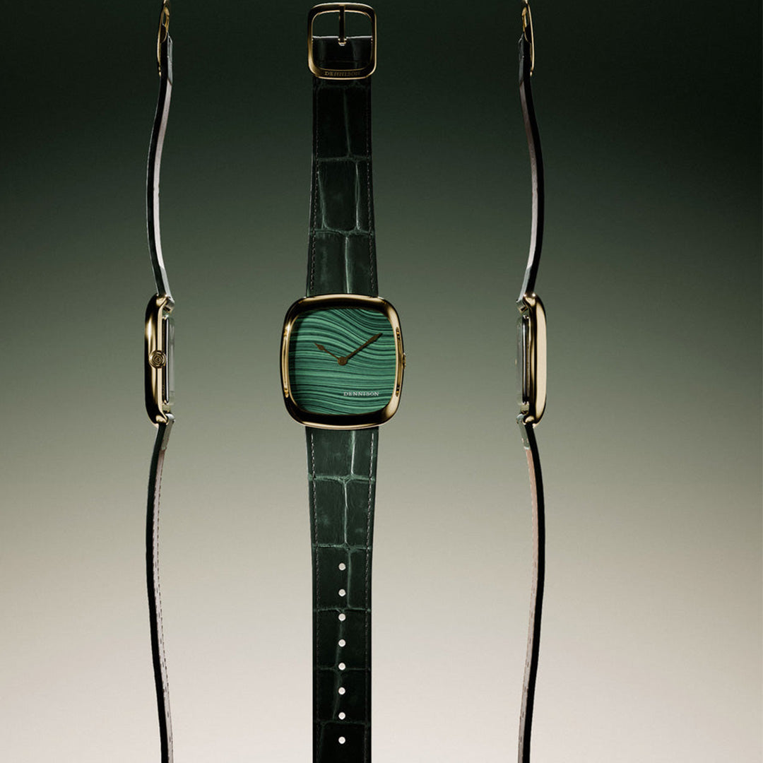 Natural Malachite Stone in Gold