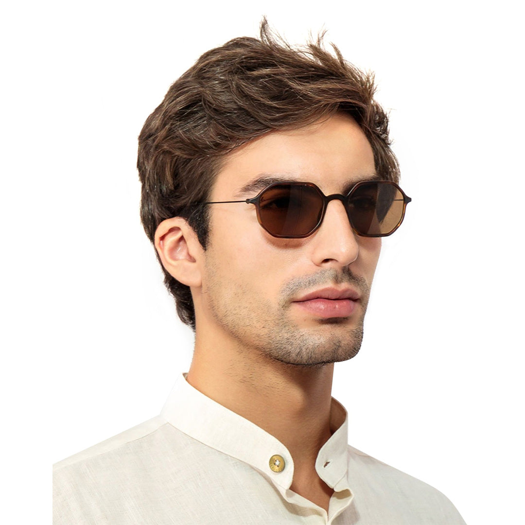 Matte Havana Brown Sunglasses-Octagonal